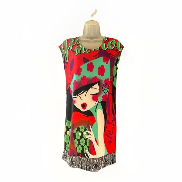 Just Cavalli Dresses & Skirts - Vintage Just Cavalli Geisha Pop Art Dress Y2K Roberto Cavalli Shift Tunic Sz 4